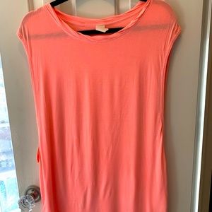 Neon orange free people cotton muscle tank, loose fit oversized fit